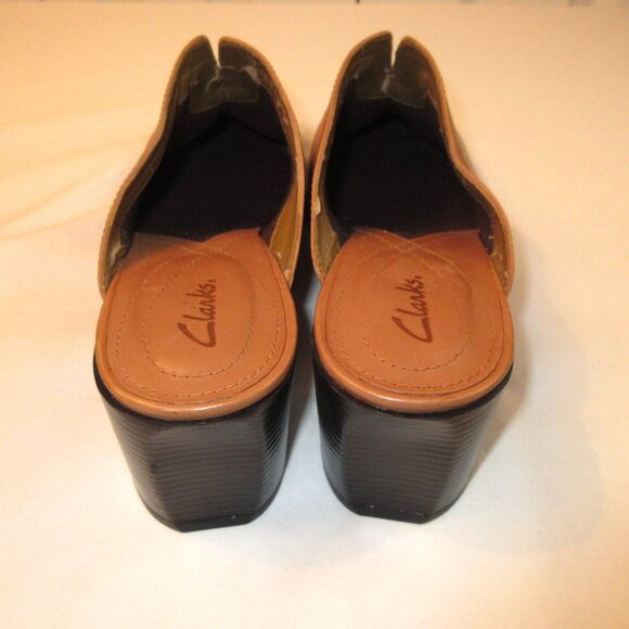 Women’s Clark Slip-On Heeled Leather Shoes US Size 10 - Picture 6 of 10